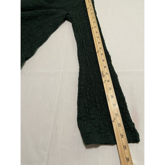 Old Navy Y2K Women’s Fitted Shirt Flare Sleeve Green Sheer Floral Crepe Sz S/PCH - Picture 12 of 12